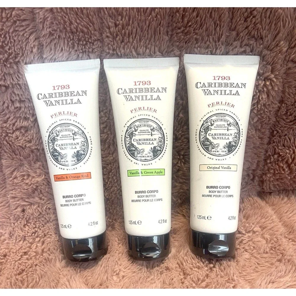 Perlier 1793 Caribbean Vanilla Body Butter 4.2 fl Oz Set of 3 Assorted Scents